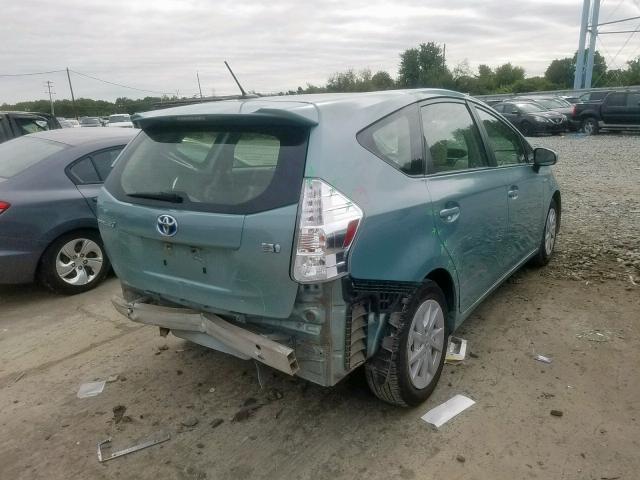 JTDZN3EU6D3288150 - 2013 TOYOTA PRIUS V TEAL photo 4