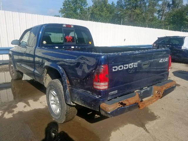 1B7GG32N32S563698 - 2002 DODGE DAKOTA SPO BLUE photo 3