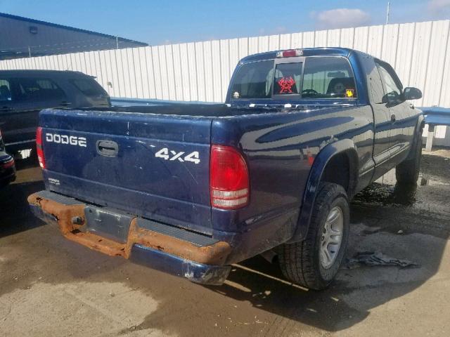 1B7GG32N32S563698 - 2002 DODGE DAKOTA SPO BLUE photo 4