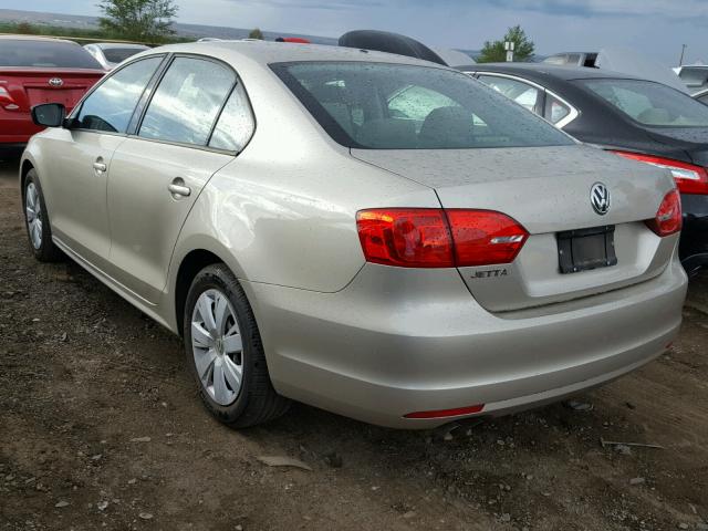 3VW2K7AJ7DM215622 - 2013 VOLKSWAGEN JETTA BASE TAN photo 3