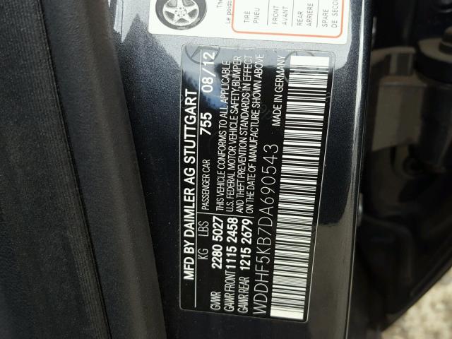 WDDHF5KB7DA690543 - 2013 MERCEDES-BENZ E 350 GRAY photo 10