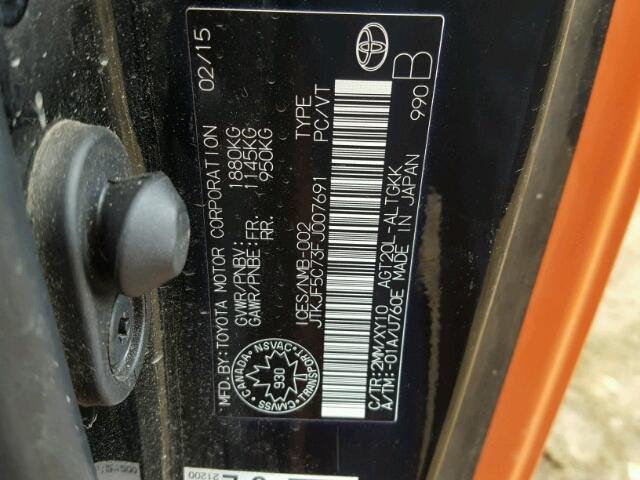 JTKJF5C73FJ007691 - 2015 TOYOTA SCION TC ნარინჯისფერი ფოტო 10