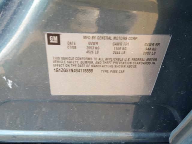 1G1ZG57N494115555 - 2009 CHEVROLET MALIBU LS TURQUOISE photo 10