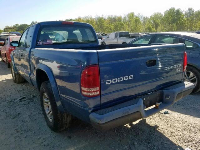 1D7HL12XX3S133471 - 2003 DODGE DAKOTA SXT BLUE photo 3