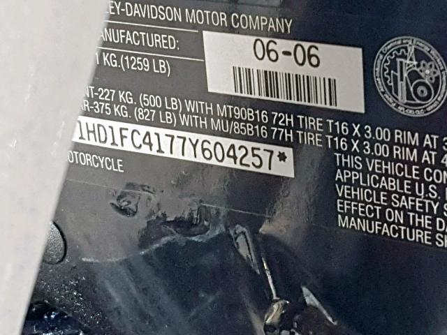 1HD1FC4177Y604257 - 2007 HARLEY-DAVIDSON FLHTCUI BLUE photo 10