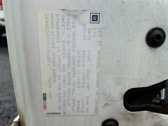 2G4WB52K3T1412871 - 1996 BUICK REGAL CUST WHITE photo 10