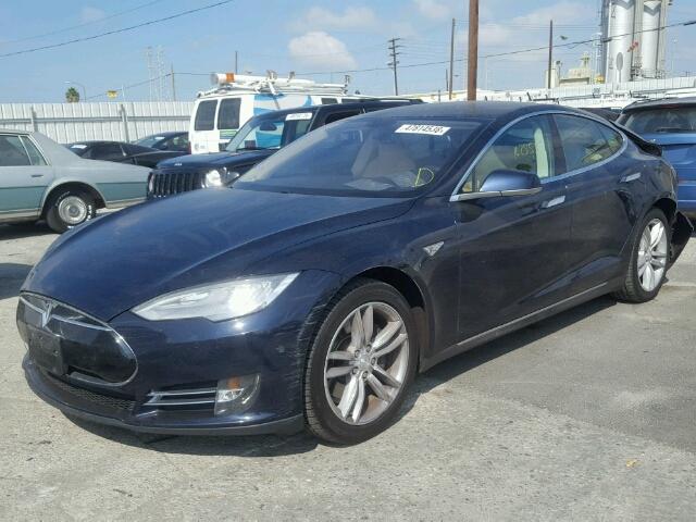 5YJSA1H17EFP42963 - 2014 TESLA MODEL S BLUE photo 2