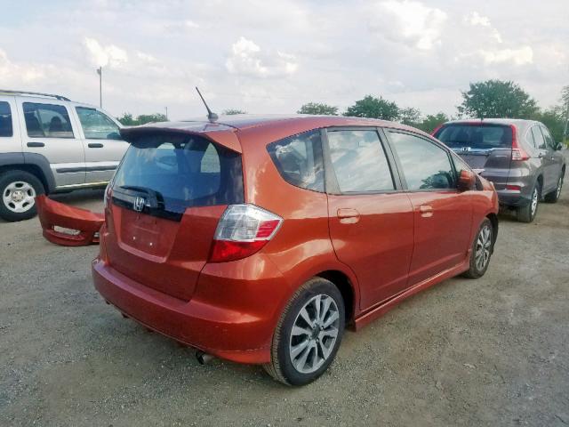 JHMGE8H50CC016571 - 2012 HONDA FIT SPORT ORANGE photo 4