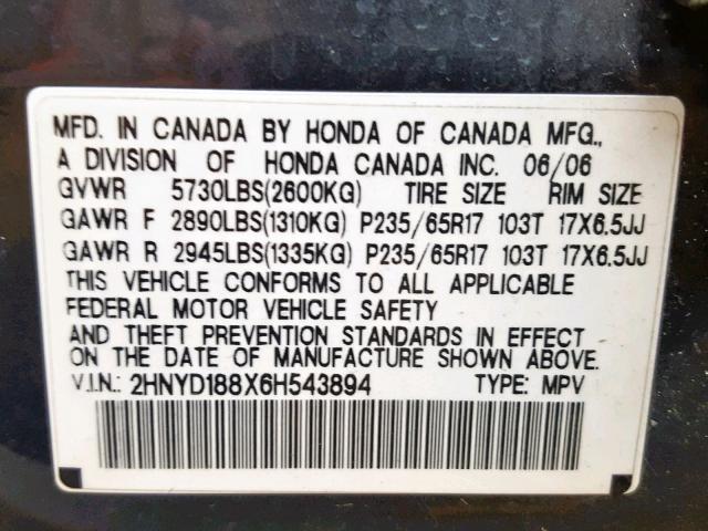 2HNYD188X6H543894 - 2006 ACURA MDX TOURIN GREEN photo 10