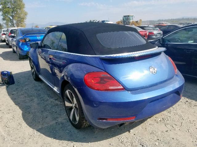 3VW8T7ATXDM828214 - 2013 VOLKSWAGEN BEETLE TUR BLUE photo 3