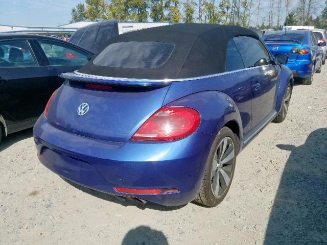 3VW8T7ATXDM828214 - 2013 VOLKSWAGEN BEETLE TUR BLUE photo 4