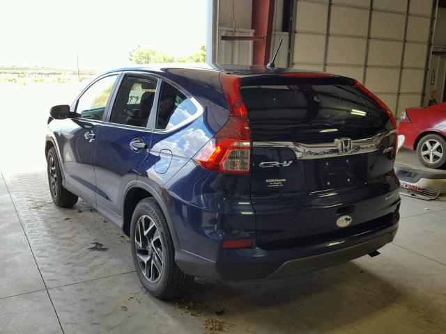 2HKRM4H44GH696210 - 2016 HONDA CR-V SE BLUE photo 3