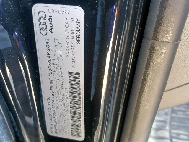 WAUMV44EX7N001120 - 2007 AUDI A8 L QUATT BLACK photo 10