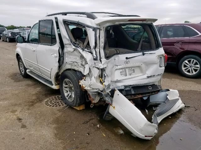 5TDBT48A77S284318 - 2007 TOYOTA SEQUOIA LI WHITE photo 3