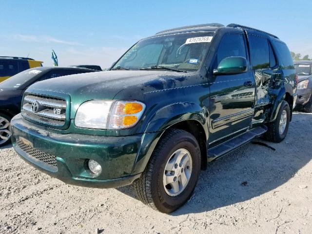 5TDZT38A82S068690 - 2002 TOYOTA SEQUOIA LI GREEN photo 2