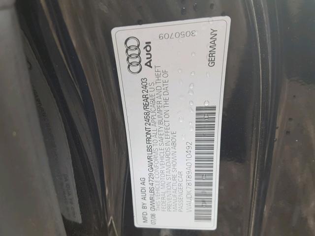 WAUDK78T89A010492 - 2009 AUDI A5 QUATTRO BLACK photo 10