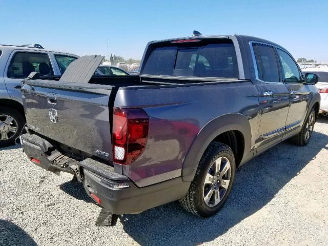 5FPYK3F75JB012383 - 2018 HONDA RIDGELINE GRAY photo 4