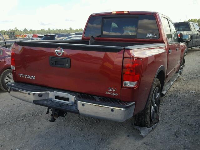 1N6AA0ED8FN500588 - 2015 NISSAN TITAN S RED photo 4