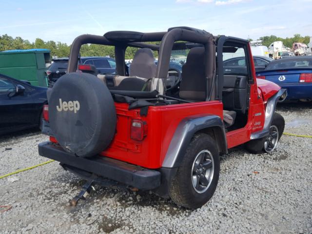 1J4FA39S24P726866 - 2004 JEEP WRANGLER X RED photo 4