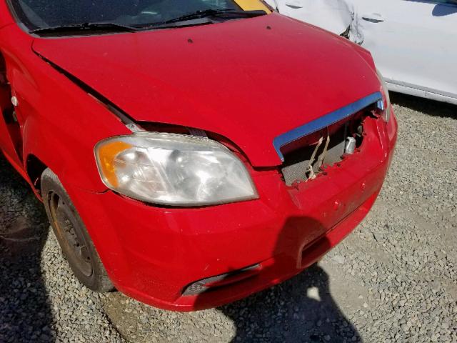 KL1TD56697B120461 - 2007 CHEVROLET AVEO BASE წითელი ფოტო 9