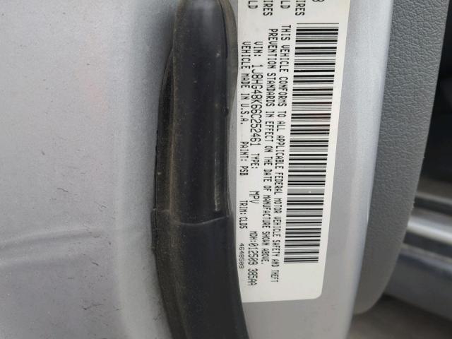 1J8HG48K66C252461 - 2006 JEEP COMMANDER SILVER photo 10