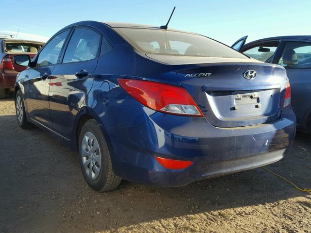 KMHCT4AE7GU120009 - 2016 HYUNDAI ACCENT SE BLUE photo 3