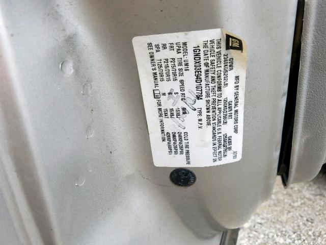 1GNDX03E94D107784 - 2004 CHEVROLET VENTURE GRAY photo 10