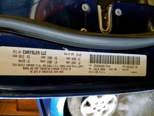 1B3HB28AX9D173134 - 2009 DODGE CALIBER SE BLUE photo 10