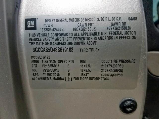 3GCCA85D48S679103 - 2008 CHEVROLET HHR PANEL SILVER photo 10