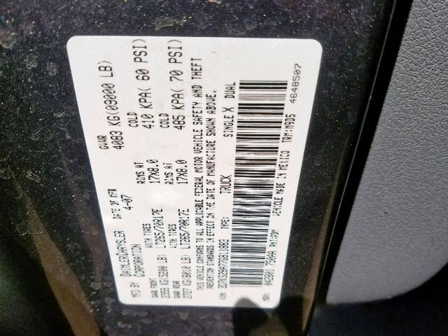 3D7KS28A77G811883 - 2007 DODGE RAM 2500 S Մոխրագույն լուսանկար 10