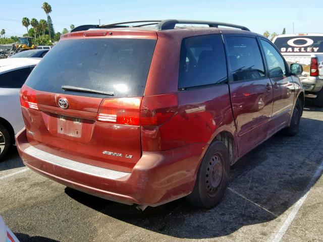 5TDZA23C45S259150 - 2005 TOYOTA SIENNA CE RED photo 4