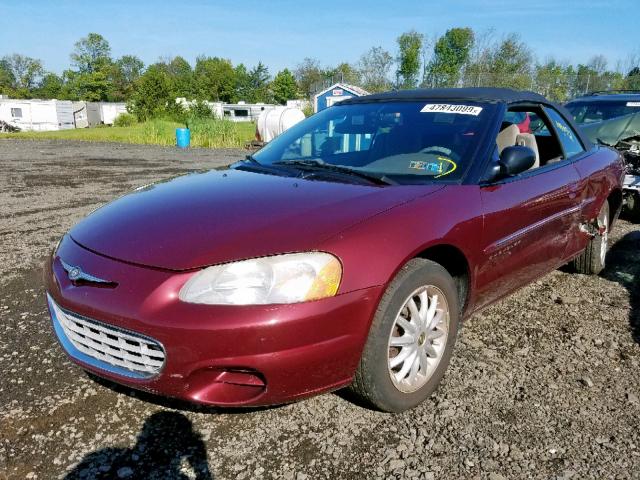 1C3EL45U51N648037 - 2001 CHRYSLER SEBRING LX MAROON photo 2