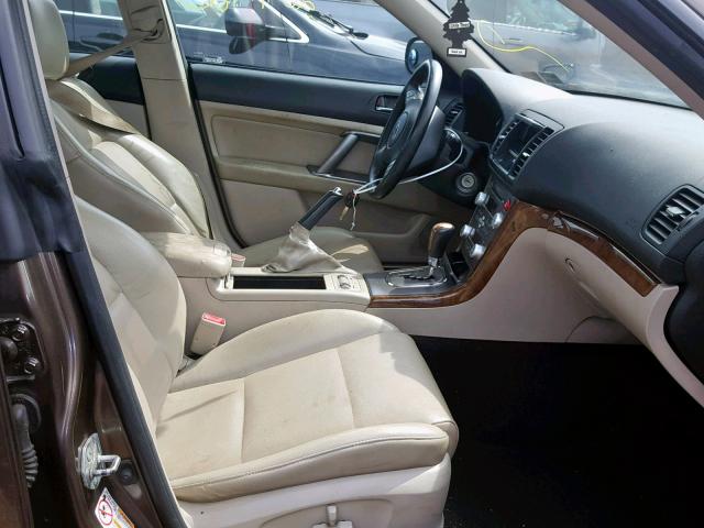 4S3BL626697214662 - 2009 SUBARU LEGACY 2.5 BROWN photo 5