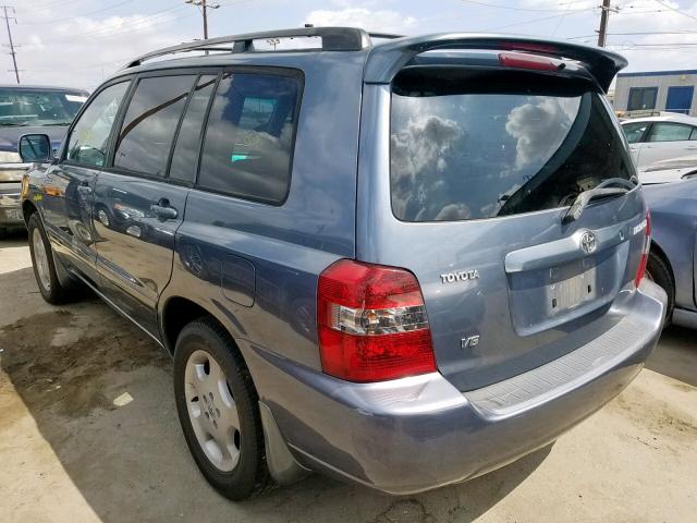 JTEDP21A750066726 - 2005 TOYOTA HIGHLANDER BLUE photo 3