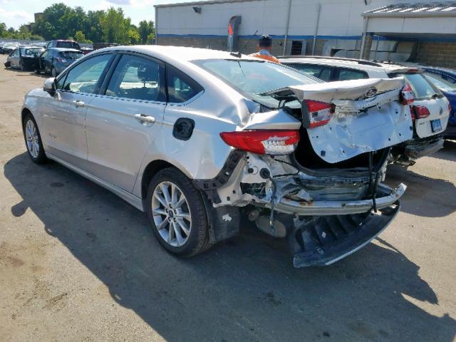 3FA6P0LU6HR381469 - 2017 FORD FUSION SE SILVER photo 3