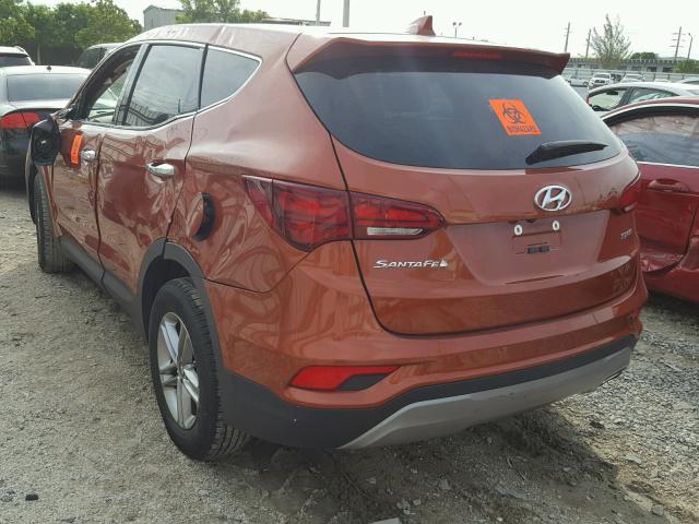 5XYZT3LB6HG490723 - 2017 HYUNDAI SANTA FE S ORANGE photo 3