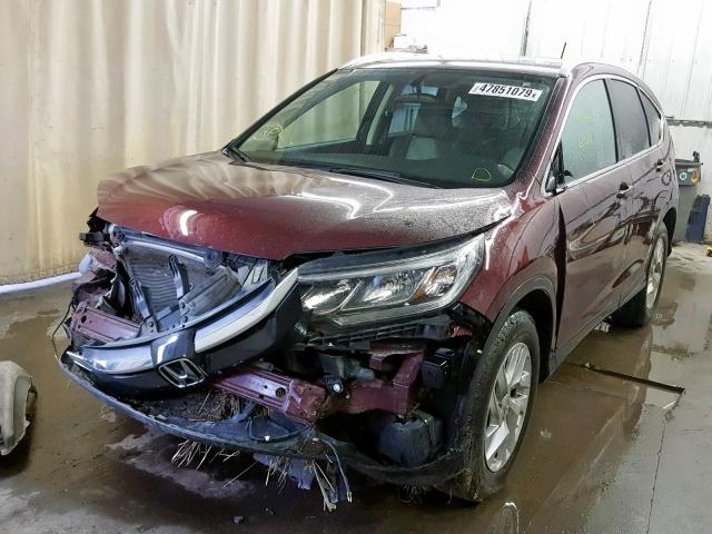 2HKRM4H71FH624888 - 2015 HONDA CR-V EXL MAROON photo 2