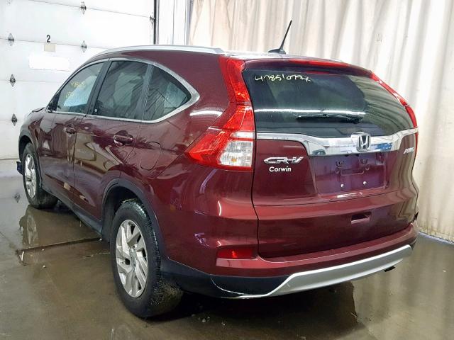 2HKRM4H71FH624888 - 2015 HONDA CR-V EXL MAROON photo 3