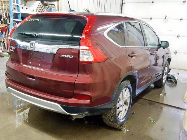 2HKRM4H71FH624888 - 2015 HONDA CR-V EXL MAROON photo 4