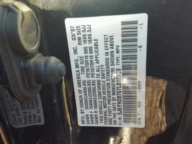 5J6YH28707L012709 - 2007 HONDA ELEMENT EX BLACK photo 10