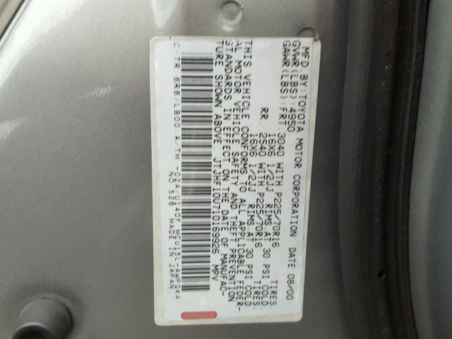 JTJHF10U710169926 - 2001 LEXUS RX 300 GRAY photo 10