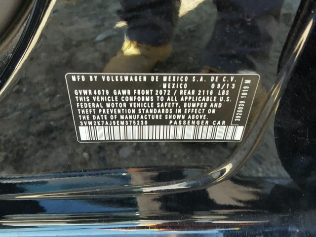 3VW2K7AJ9EM375230 - 2014 VOLKSWAGEN JETTA BASE 黑色 照片 10