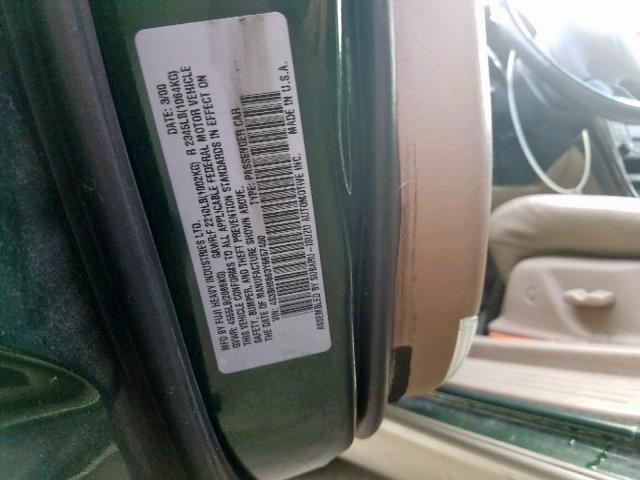 4S3BH6863Y6657400 - 2000 SUBARU LEGACY OUT GREEN photo 10