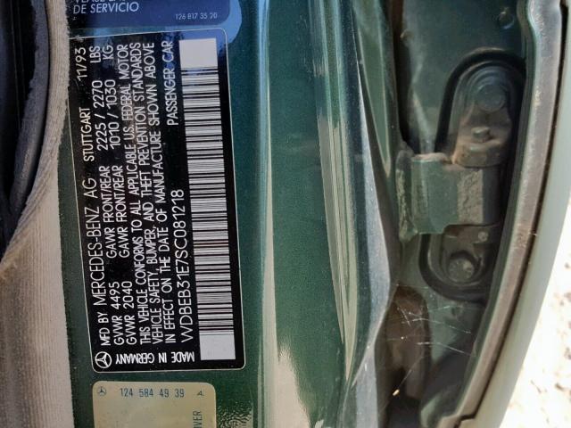 WDBEB31E7SC081218 - 1995 MERCEDES-BENZ E 300D GREEN photo 10