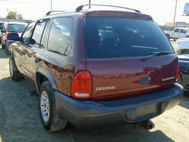 1B4HR38N42F182342 - 2002 DODGE DURANGO SP BURGUNDY photo 3