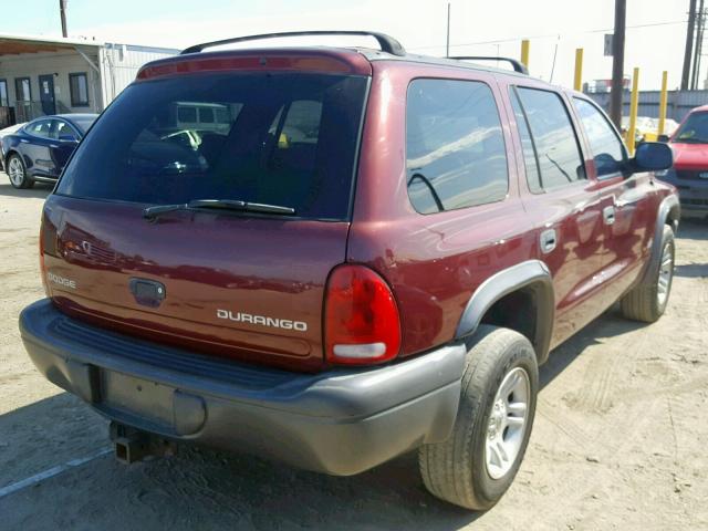 1B4HR38N42F182342 - 2002 DODGE DURANGO SP BURGUNDY photo 4