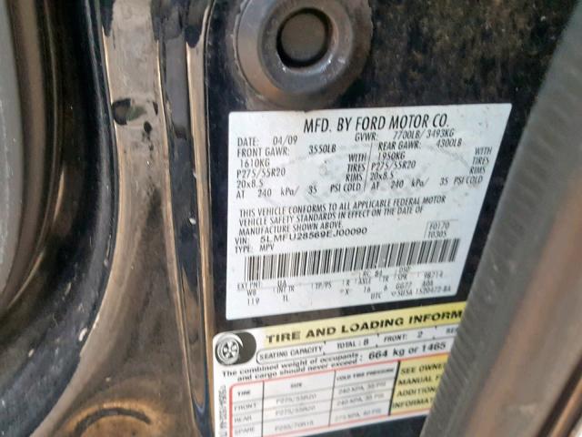 5LMFU28569EJ00090 - 2009 LINCOLN NAVIGATOR BLACK photo 10