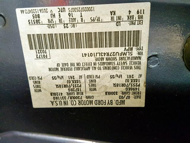 5LMFU27R43LJ10141 - 2003 LINCOLN NAVIGATOR BLUE photo 10