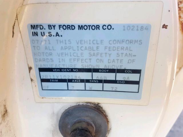 2R11X102184 - 1972 FORD PINTO WHITE photo 10