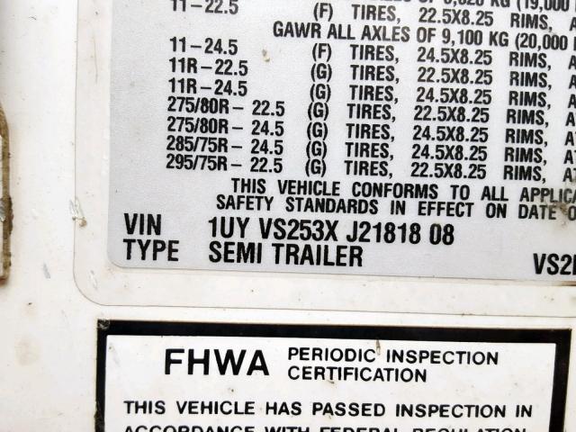 1UYVS253XJ2181808 - 2018 UTILITY TRAILER WHITE photo 10